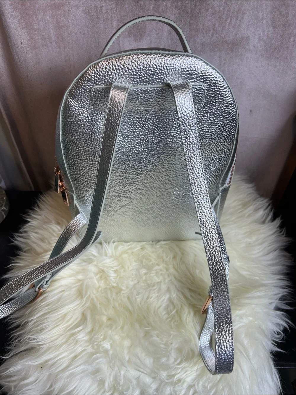 🌺 Ted Baker London ] Silver Metallic Backpack